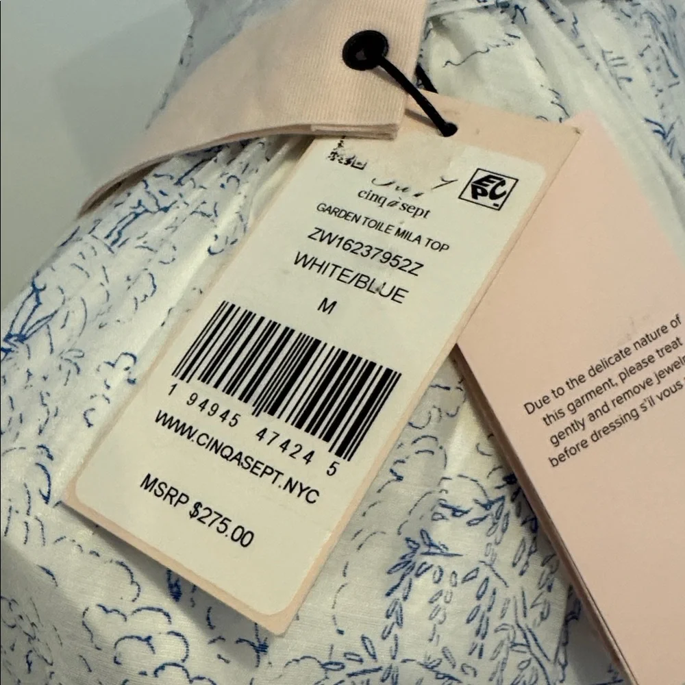 Cinq à Sept Blue and White Blouse New With Tags - Picture 7 of 8
